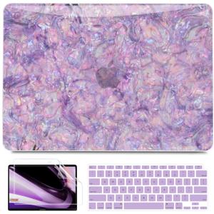 B BELK Compatible with MacBook Air 13 inch Case M1 2022 2021 2020 2019 2018 A2337 A2179 A1932, Plastic Hard Shell Case for MacBook Air 13.3 inch +Keyboard Cover +Screen Protector, Shiny Purple Pearl