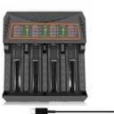 18650 Battery Charger, 4 Bay 3.7V Lithium Battery Charger, Smart USB can Quickly Charge, Suitable for Various Lithium Batteries 26650/21700/18650/18500/18490/16340/14500/10440