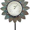 VIOYOUNS Leaf Outdoor Thermometer Decorative-42Inch Metal Leaf Garden Stake,Outside Thermometer for Patio Garden Decor for Yard and Lawn Decorations