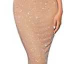 Kaei&Shi Rhinestone Mesh Dress,Glitter Sparkly Embellished Sheer Maxi Dresses,Sexy Birthday Outfit for Women Cocktail Party, S