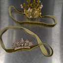 Golden Crystal Crown Headband for Little Girls - Baby Tiara, Princess Tiara, Birthday Crown - Elastic Hair Band for Photography, Parties & Gifts