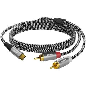 USB C to RCA Audio Cable 4 FT, USB Type-C to 2RCA Jack Plug Adapter, USB-C to 2 Male Y RCA Splitter, Compatible with iPhone 16/15 Series, Galaxy S24, Home Theater, DVD, Car Stereo, Speaker, Amp