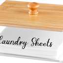 VOTLEVT Bamboo Laundry Detergent Sheets Holder with Acrylic Container, Organization and Storage
