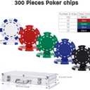 300 Pcs Poker Chips Set for Texas Holdem, 11.5g Clay Chips with Aluminum Carrying Case, Playing Cards & Game Buttons, 9.5 inches by 16 inches