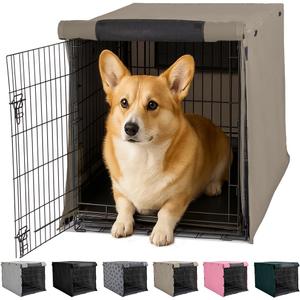 GORILLA GRIP Dog Crate Covers Compatible with Amazon Basics Dog Crates, All Sides Open, Privacy Cover Fits 30" Wire Kennel, Breathable Mesh Windows, Light Reducing Puppy Training Cage Topper, Taupe (30" x 19" x 21")