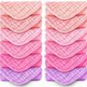 MOON PARK Baby Washcloths, 12 Pack - 12x12 Inches, Small Burp Cloths and Baby Wipes - 100% Cotton Muslin Ultra Soft for Newborn, Infant and Toddlers - Pink, Purple and Sakura Series