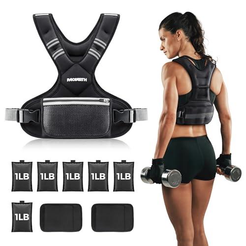 Adjustable Weighted Vest PACEARTH Ironsand Weight Vest with Six 1-Pound Adjustable Weights, 4-10 lbs Total, Big Zipper Pouch, Home Workout Weight Vest for Men and Women in Cardio and Strength Training