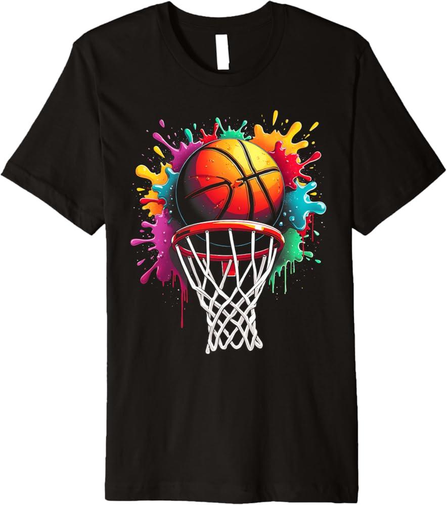 Colorful Basketball Tie Dye Color Splash T-Shirt, Large 