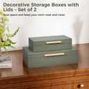 Decorative Boxes with Lids 2-Set, Memory Box for Keepsakes, Saving Space, Beautiful PU Leather Decorative Storage Boxes in Style, Decor Box with Gold Metal Handles, Store Photos, Mothers Day Green