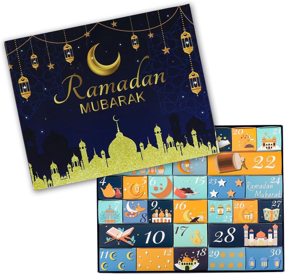 Ramdan Advent Calendar with 30 Pcs Drawers, Empty Eid Mubarak Coutdown Boxes, Fillable Ramadan Gift Box, Ramadan Gifts Eid Deroc