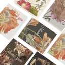 qiqee 6PCS Brown Tone Flowers Paper Gift Bags with Tissue Paper Handles Medium Size Bags18pcs Tissue Paper