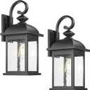 FEMILA 21" Outdoor Wall Light Fixture, 2 Pack Modern Outdoor Wall Sconce, Rust-Proof Waterproof Wall Light with Seeded Glass, Ideal for Porch, Patio, Entryway, Garage, 4FD54B2-2PK BK