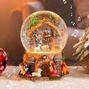 Christmas Snow Globe Musical - Santa Claus Reindeer Christmas Tree White Water Snow Globes with 7 Colors LED Light Change Music Box Home Christmas Decor for Kids 2025 New