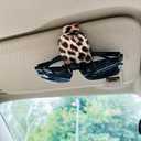 Sunglass Holder for Car Visor, Cheetah Leopard Magnet Sunglasses Holder for car Leather Sunglasses Holder and Ticket Card Clip Car Visor Accessories