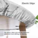 Marble Elastic Round Fitted Tablecloth 40-44 Inch, Waterproof