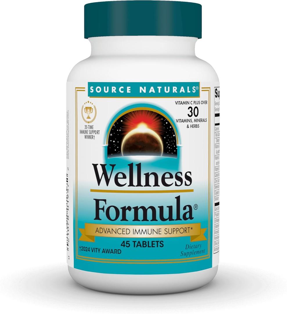 Source Naturals Wellness Formula Bio-Aligned Vitamins - Immune System Support Supplement & Immunity Booster* - 45 Tablets, Best By: 11-01-2026