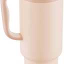 40 oz Insulated Tumbler with Handle and Push-Button Straw Lid, Stainless Steel Travel Cup for Gym Office, Leakproof, BPA-Free, Cup Holder Friendly, Bow Silicone Boot, Beige (Cream Latte) 
