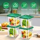 4 pcs 4qt Food Storage Containers with Lid, Square Clear Commercial Food Storage Containers with Handle and Scale for Food Storage in Home Kitchen & Dining (Green), 7.48x7.48x7.87