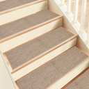 Stair Treads Non Slip, 15 Pack 8" X 30" Beige Stair Runners for Wooden Steps Non Slip with Reusable TPE Adhesive Backing, Carpet Stair Treads for Kids Elders and Pets, Machine Washable, Anti-Fall
