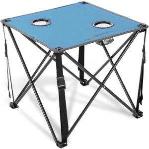 ARROWHEAD OUTDOOR 26 (66cm) Portable Camping Folding Table, 2 Cup Holders, Square, Carrying Case, Steel Frame, High-Grade 600D Canvas, 24" Square Table
