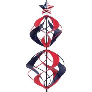 hogardeck 4th of July Wind Spinners Outdoor, Metal Kinetic Wind Spinner with Heavy-Duty Stakes for Memorial Day Decorations, 360 Rotating Double Layers Wind Sculptures for Outside Garden Lawn Decor