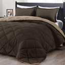 downluxe King Size Comforter Set - Brown and Tan King Comforter, Soft Bedding Sets for All Seasons -3 Pieces - 1 Comforter (104"x92") and 2 Pillow Shams(20"x36")