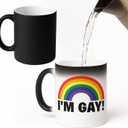 Turtle Straws I'm Gay Rainbow Heat Change Mug - Funny Rude Mug - Message Appears as it Heats - Perfect Novelty Gag Gift, best funny gifts and pride accessories
