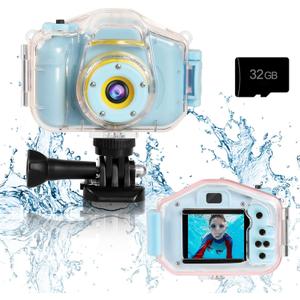 Agoigo Kids Waterproof Camera - Children Underwater HD Video Digital Camcorder, Portable Travel Toy for Toddler - Ideal Christmas Birthday Gifts for Boys Girls Age 3-12 with 32GB Card (Blue)