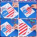 Funrous 24 Sets 4th of July Card Making Kits DIY Patriotic Pom Pom Art & Crafts with Diamond Stickers USA 4th of July Make Your Own Card Kits for Kids 250th Anniversary Classroom School Activities