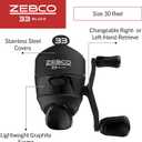 Zebco 33 Black Spincast Reel and Fishing Rod Combo, 6-Foot 2-Piece Graphite Rod with ComfortGrip Handle, QuickSet Anti-Reverse Fishing Reel with MicroFine Drag, Black