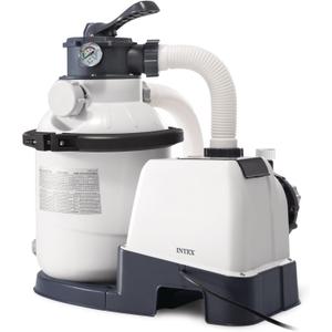 INTEX 1,500 GPH Krystal Clear Sand Filter Pump for Above Ground Pools, Swimming Pool Pump with Automatic Timer - Improved Circulation, Filtration, & Clarity