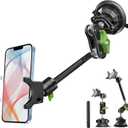HEMMOTOP Suction Cup Car Phone Mount, 12 in Heavy Duty Metal Cell Phone Holder for Windshield, 360° Rotation Vacuum Magic Arm for iPhone All Smartphone & Cars Truck