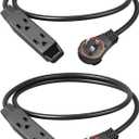 DEWENWILS 3FT 360 Rotating Flat Plug Extension Cord, 3 Prong Thin Power Strip, 16/3C 13A/125V/1625W, Rotating Plug for Indoor Narrow Space, SJT-3, ETL Listed, Black, 2 Pack