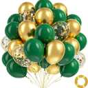 BAUANOOY Green and Gold Balloons, 60pcs 12 Inch Metallic Chrome Gold Dark Green Balloon Latex Balloons for Wedding Graduation Jungle Birthday Party Decorations
