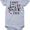 Baby Boys Girls Bodysuit Infant Funny Outfit Newborn Short Sleeve Romper Clothes Baby Jumpsuit 9-12 Months (A I Have the Best Sister Ever)
