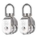 2PCS M20 Double Sheave Pulley Block 304 Stainless Steel Lifting Crane Swivel Hook