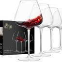 Red Wine Glasses Set of 4, 25 Oz Large Burgundy Wine Glasses with Long Stem, Hand Blown Crystal Wine Glasses - Light, Ultra-thin, Gift Packaging for Wedding, Anniversary (Clear)