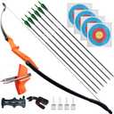 D&Q Archery Bow and Arrow Set for Adults Beginner Teenagers Youth, Takedown Recurve Bow 20lbs 30lbs 40lbs Left and Right Handed Bow, Recurve Bow Set for Outdoor Target Practice (Orange)