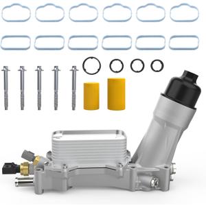 926-876 Aluminum Engine Oil Cooler Oil Filter Housing Adapter for Dodge Avenger Challenger Charger Durango Grand Caravan Journey, Jeep Grand Cherokee Wrangler, Chrysler 200 300 Town Country, Ram 3.6L