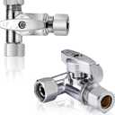 Lead-Free Brass 1Pcs Chrome-Plated Add-A-Tee 3-Way,3/8 Inch x 3/8 Inch x 3/8 Inch Angle Stop Valve For Reverse Osmosis Water Filters,Ice Maker,Refrigerator