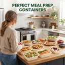 100 Piece (50 Pack) Meal Prep Containers with Lids, 28 oz Cornstarch Food Storage Containers Plant-based Lunch Box for Salad,BPA Free Plastic Take Out Containers Microwave and Freezer Safe
