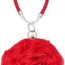 Women Rose Clutch Satin Rose Shaped Clutch Handbag Floral Evening Bag Red for Wedding Party Christmas Mother's Day Gift