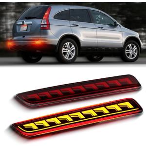 Rear Bumper Reflector Lamp Fog Light DRL Sequential Turn Signal Lamp Feature Kit for Honda CRV CR-V 2010 2011, LED Rear Reflector Tail Lamp Replace OEM Reflector, 33505-SWA-J01 (Red)