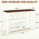 HOMISSUE Entryway Console Table, Rustic Console Tables with Wide Storage, Industrial Foyer for Entry with 3-Tier Open Shelves, White, 47 Inch