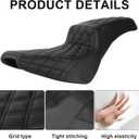 PSLER Motorcycle Driver & Passenger Seat for Softail 2018-2025 Black | Black Grid Pattern Seat Fits Softail Standard, Deluxe & Street Bob 2018-2025. Comfortable Driver Passenger Design