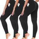 FULLSOFT 3 Pack Leggings for Women High Waisted Soft Black Yoga Pants for Workout Athletic Running Reg & Plus Size (Large-X-Large)