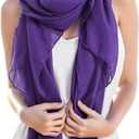 MissShorthair Womens Solid Color Scarfs Long Lightweight Scarf for Women Large Sheer Wrap Shawl (Dark Purple)