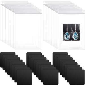 Eersida 200 Pcs Anti Tarnish Strips with Clear Plastic Jewelry Bags Sets,100 Pcs Transparent Storage Bags and 100 Pieces Anti Tarnish Tabs Strips for Packaging Jewelry Rings Earrings