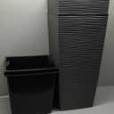 Mueller M-Resin Heavy Duty Tall Planters for Outdoor Plants, Indoor Grande Plant Pots, Boxes, Trees, Flower Pots, 2-Piece Set, 27.5, Modern Design, Built-in Drainage, Front Porch Decor, Dark Grey