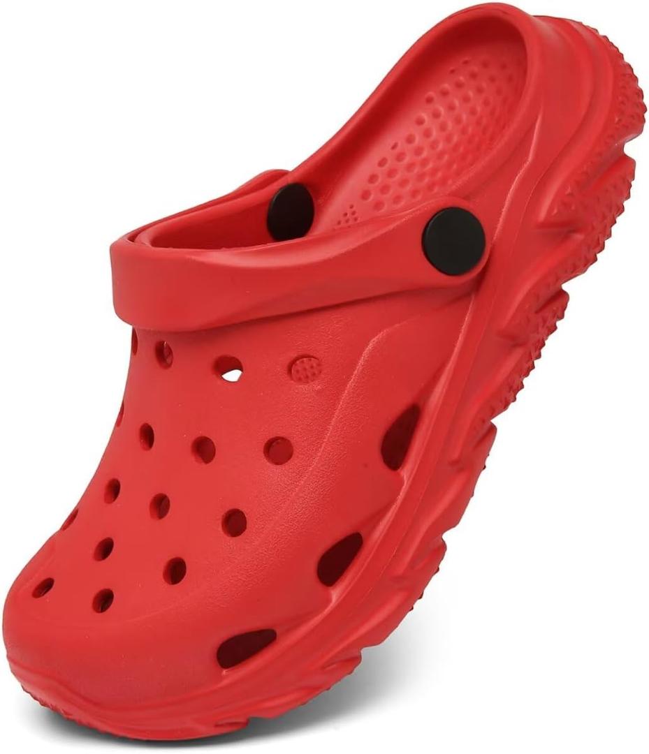 Cubufly Kids Boys Girls Clog Garden Shoes Slip On Slide Sandals Beach Water ShoesSize: 12-13 Little Kid (Red)